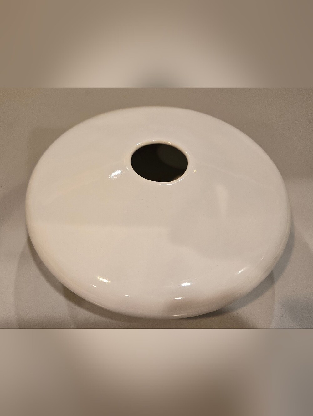 Modern Haggar White Round Ceramic Vase with Center Opening